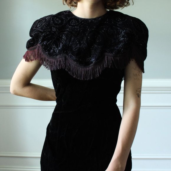 Gunne sax vintage velvet fringe dress - Picture 3 of 8